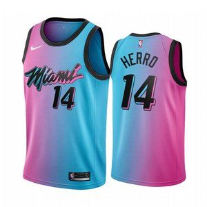 Tyler Herro #14 Miami Heat City Blue Pink Jersey